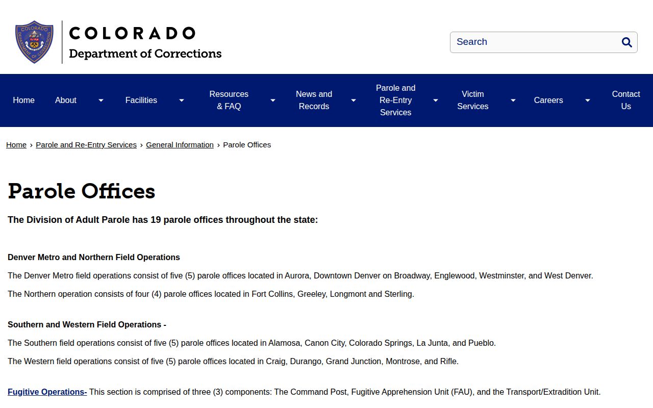 Durango parole office listing for La Plata County post-release supervision